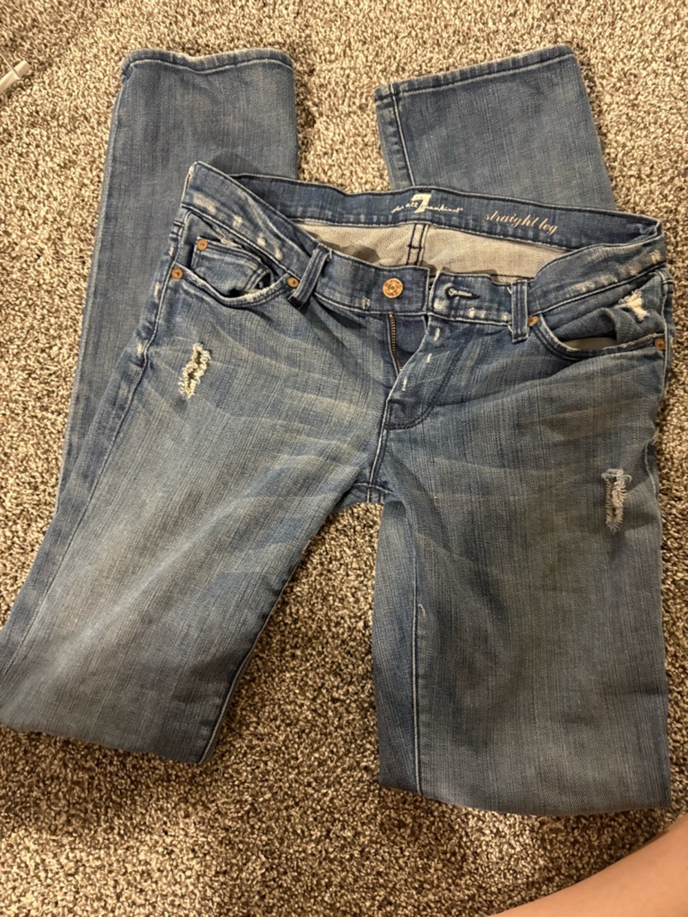 7 For All Mankind Women's Straight Leg Jeans - Medium Blue Wash